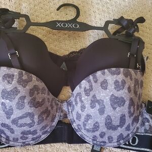 XOXO Women's Black Leopard Print Bra
